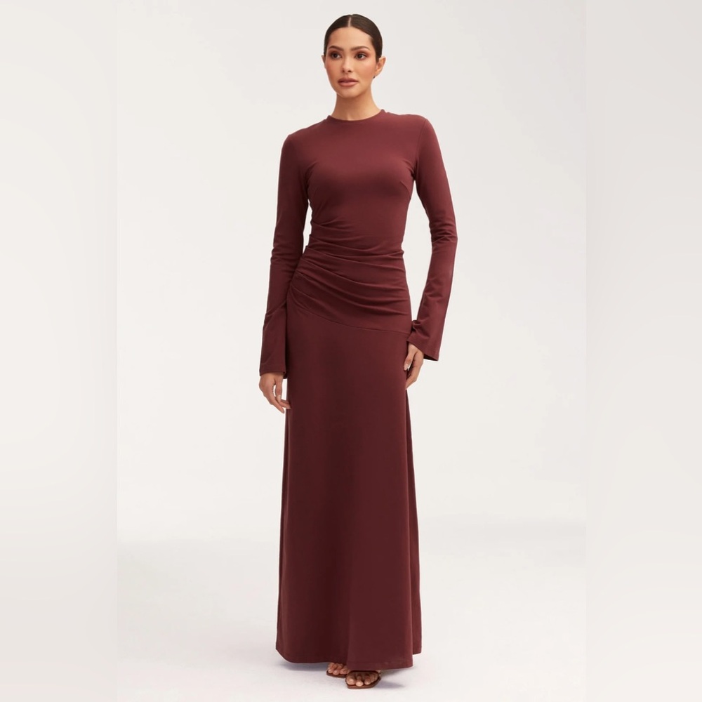 Veiled Collection Natalie Rouched Jersey Maxi Dress - Port Royale